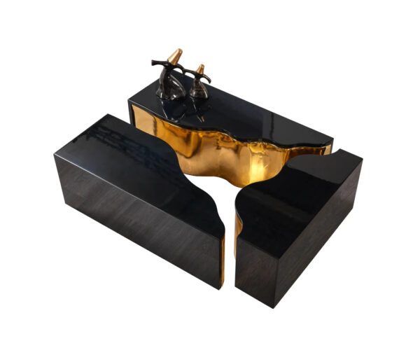 Dream Glass Black/Gold 3-Piece Coffee Table